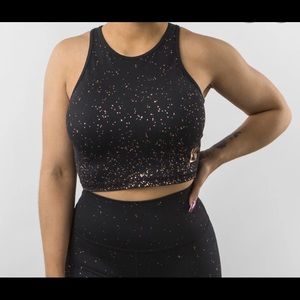 BuffBunny aurora black rose’ crop top